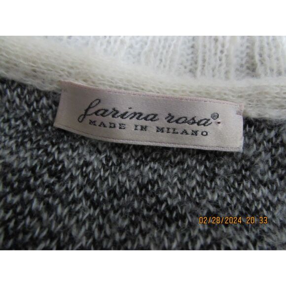 FARINA ROSA MADE IN MILANO SWEATER CUFFED SLEEVES HOUNDTOOTH PATTERN BLACK WHITE - Picture 9 of 9